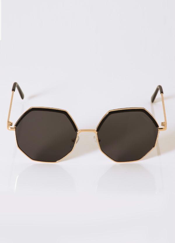 Quintess - Óculos de Sol Geométrico Preto com Dourado