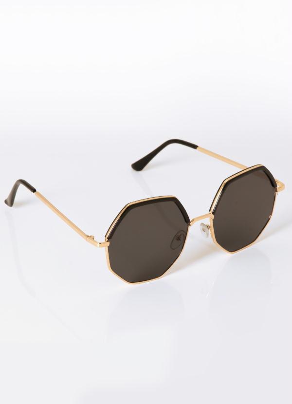 Quintess - Óculos de Sol Geométrico Preto com Dourado 3