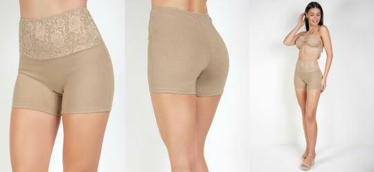 Short com Renda Frontal Bege