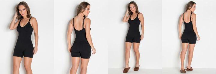 Modelador Preto com Renda na Perna