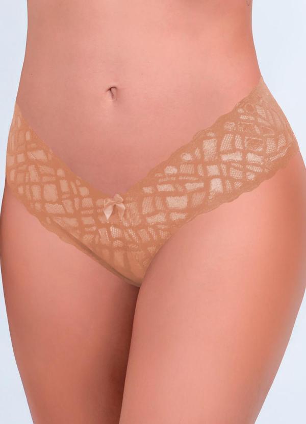 Dukali - Calcinha Caleçonzinho de Renda Bege