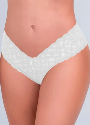 Dukali - Calcinha Caleçonzinho de Renda Branco - DUKALI