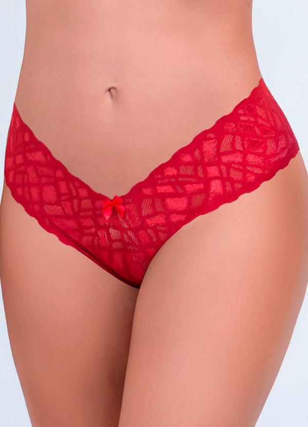 Dukali - Calcinha Caleçonzinho de Renda Vermelho