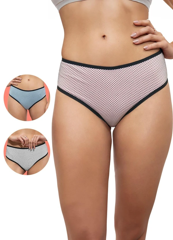 Alma Dolce - Kit com 3 Calcinhas Branco,Rosa,Azul