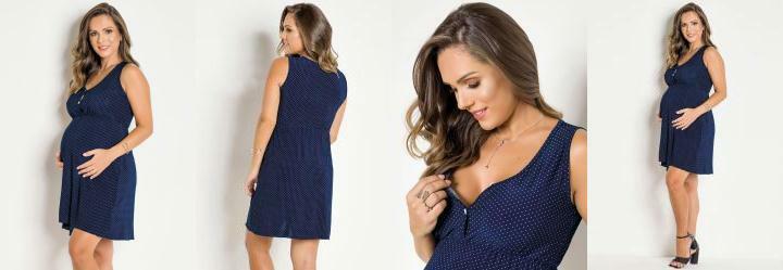 Camisola Amamentao Azul/Po com Botes