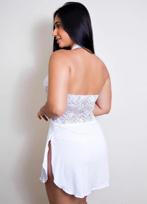 Dukali - Camisola com Calcinha sem Bojo Branco - DUKALI