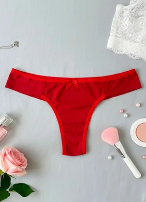 Dukali - Calcinha Básica Fio Duplo de Poliamida Vermelho - DUKALI