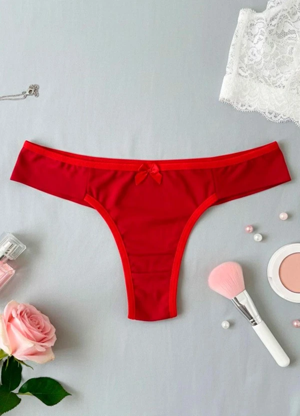 Dukali - Calcinha Básica Fio Duplo de Poliamida Vermelho