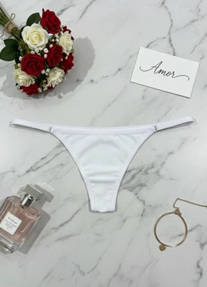 Dukali - Calcinha de Regulagem de Algodão Fio Branco - DUKALI