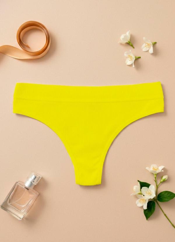 Dukali - Calcinha sem Costura Cintura Alta Fio Amarelo