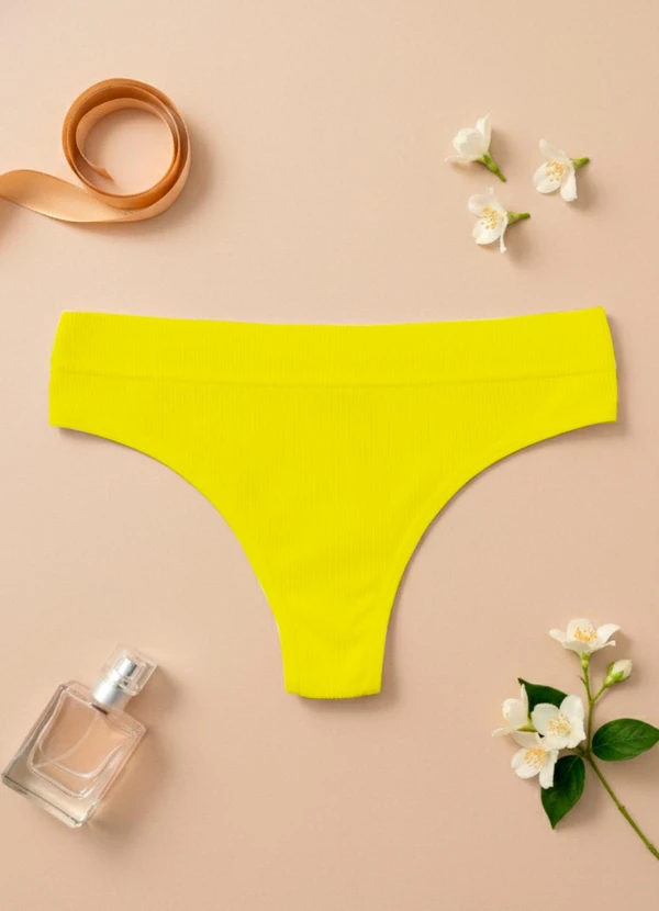 Dukali - Calcinha sem Costura Cintura Alta Fio Amarelo