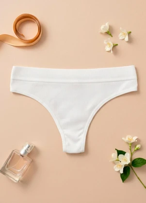 Dukali - Calcinha sem Costura Cintura Alta Fio Branco - DUKALI