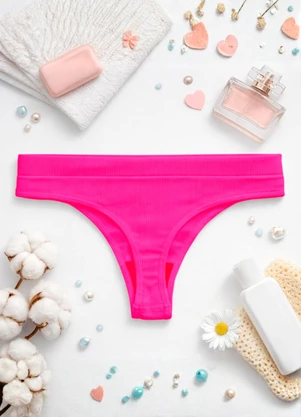 Dukali - Calcinha sem Costura Cintura Alta Fio Rosa - DUKALI