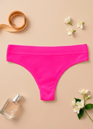 Dukali - Calcinha sem Costura Cintura Alta Fio Rosa - DUKALI