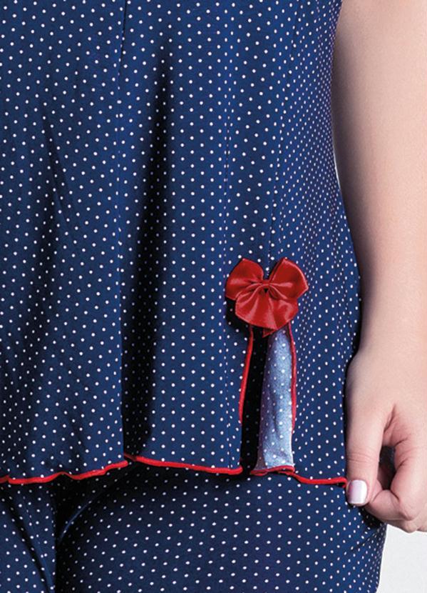 Alma Dolce - Baby Doll Azul e Poá Plus Size com Fenda 3