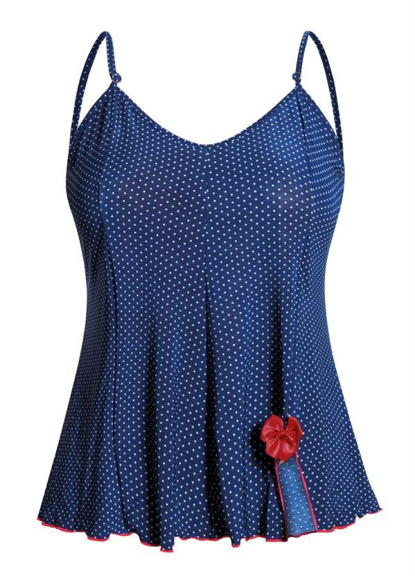 Alma Dolce - Baby Doll Azul e Poá Plus Size com Fenda 4