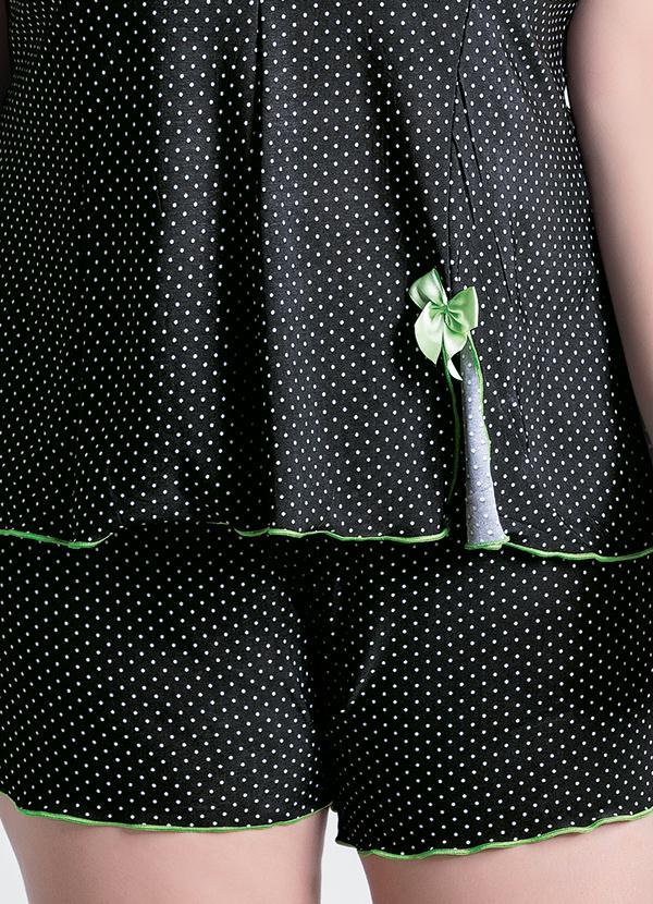 Alma Dolce - Baby Doll Preto e Poá Plus Size com Fenda 4