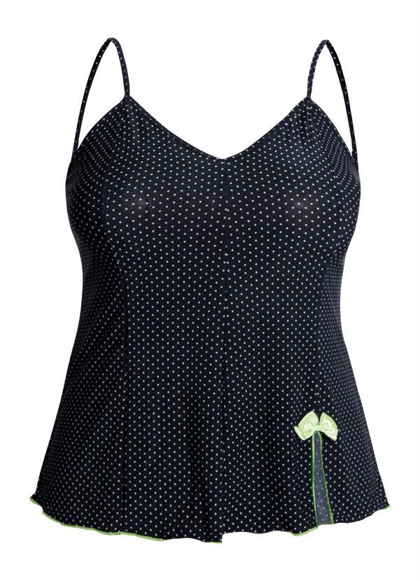 Alma Dolce - Baby Doll Preto e Poá Plus Size com Fenda 6