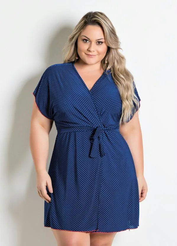 Queima Estoque - Robe com Faixa Poá Azul e Vermelho 8