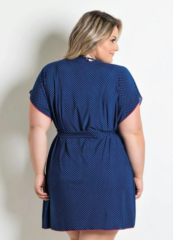 Queima Estoque - Robe com Faixa Poá Azul e Vermelho 7