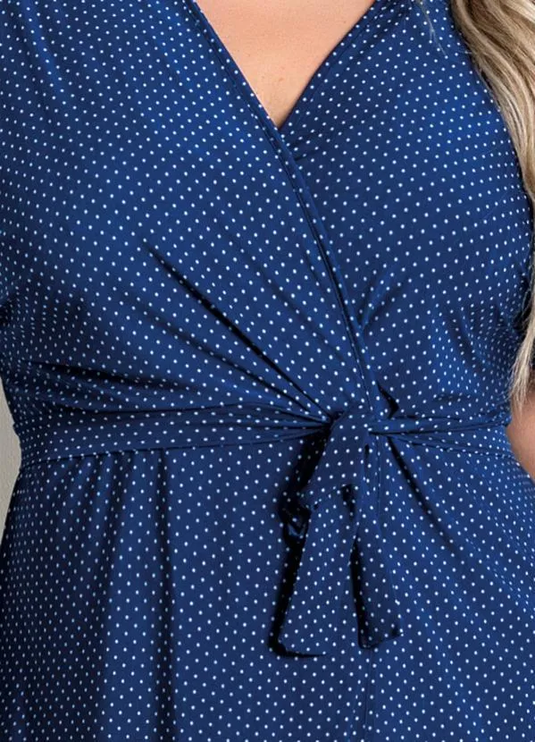 Queima Estoque - Robe com Faixa Poá Azul e Vermelho 6