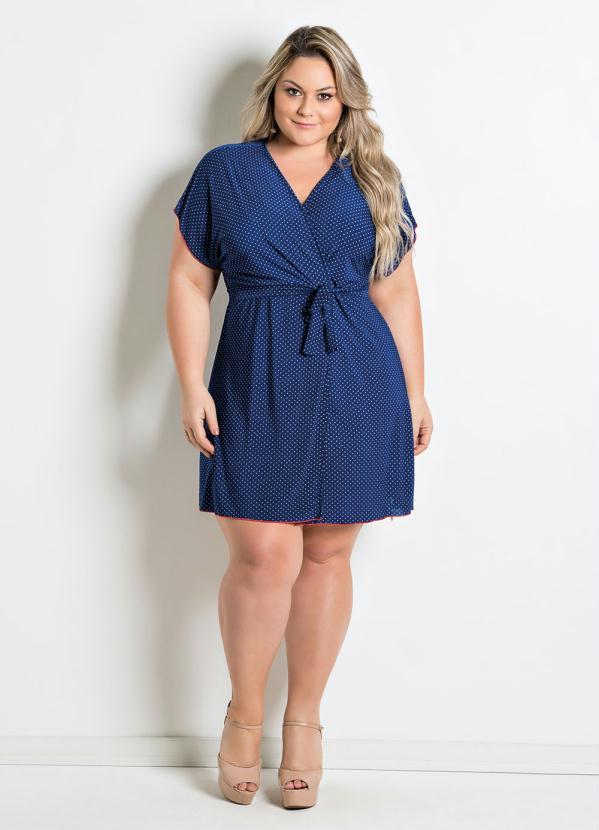 Outlet - Robe com Faixa Poá Azul e Vermelho 14