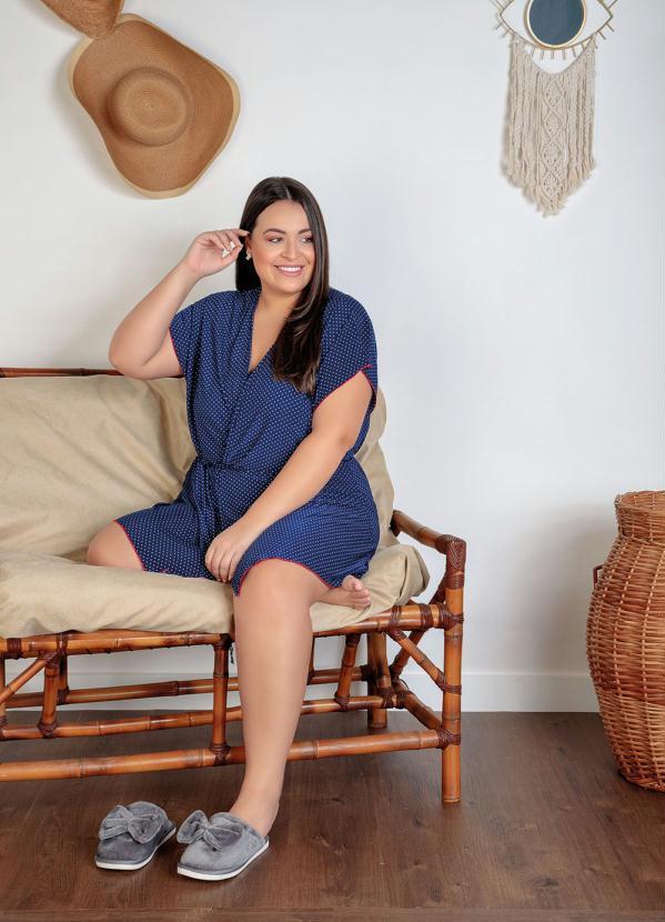 Outlet - Robe com Faixa Poá Azul e Vermelho 18