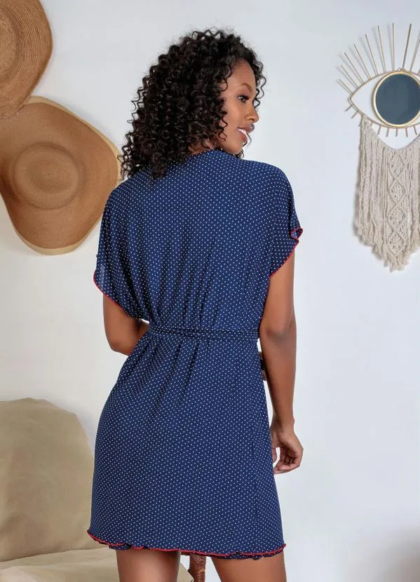 Queima Estoque - Robe com Faixa Poá Azul e Vermelho 17