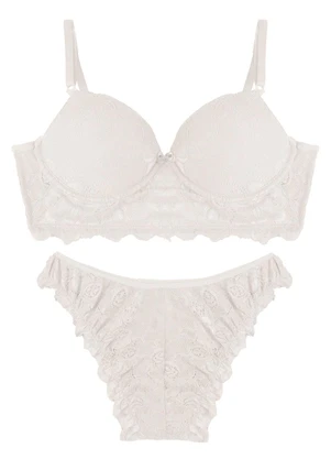 Rovitex - Conjunto Lingerie Feminina em Renda Branco - ROVITEX
