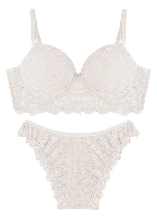 Rovitex - Conjunto Lingerie Feminina em Renda Branco