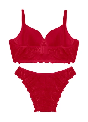 Rovitex - Conjunto Lingerie Feminina em Renda Vermelho - ROVITEX