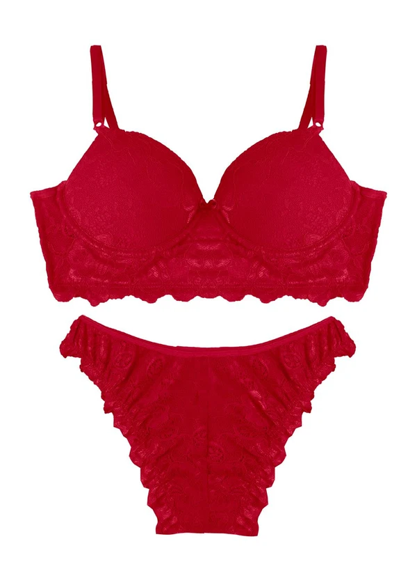 Rovitex - Conjunto Lingerie Feminina em Renda Vermelho