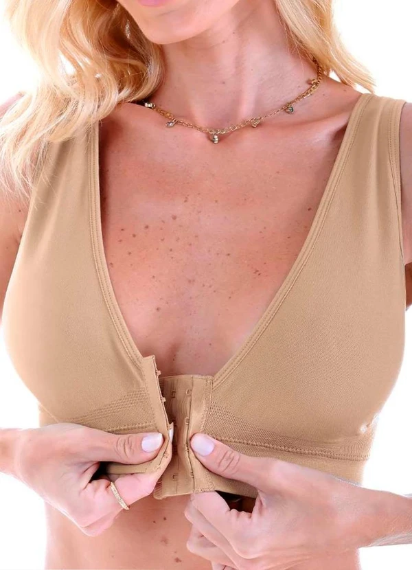 Rovitex - Sutiã com Bojo Removível e Fecho Frontal Bege 3