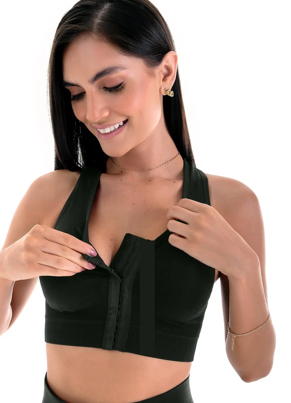 Zee Rucci - Sutiã Modelador Nadador Fechamento Frontal Preto 5