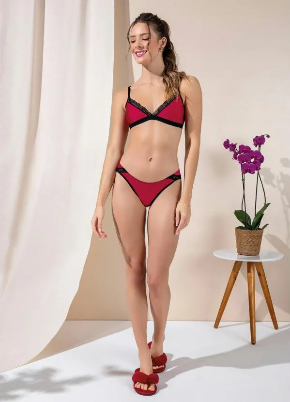 Alma Dolce - Sutiã com Renda sem Bojo Vermelho 3