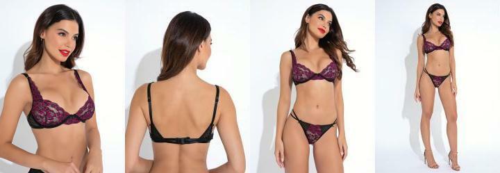 Suti Preto e Rosa com Renda, Tul e Aro