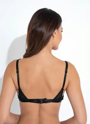 Alma Dolce - Sutiã Preto e Rosa com Renda, Tulê e Aro - ALMA DOLCE