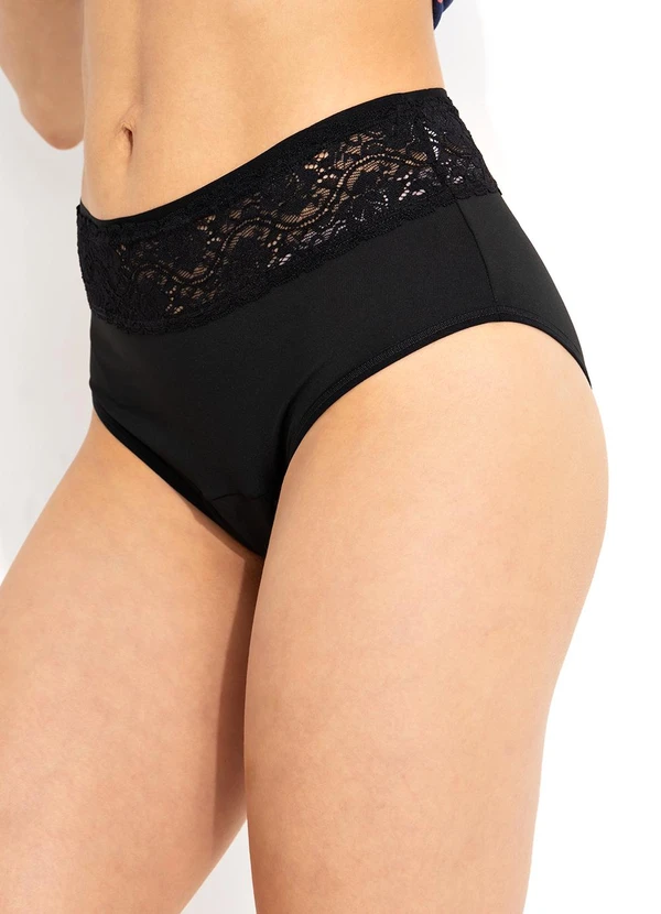 Alma Dolce - Calcinha Absorvente Preta em Microfibra