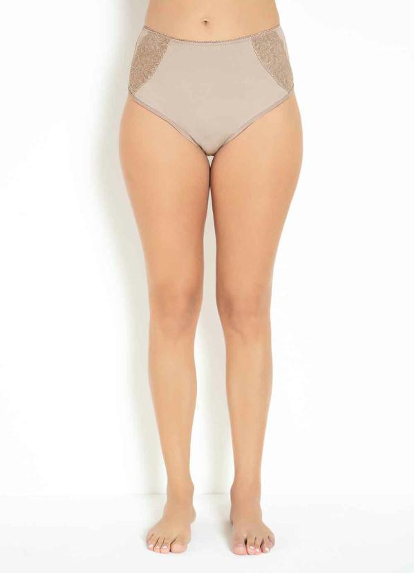 Outlet - Calcinha Alta com Renda Sobreposta Chocolate 3