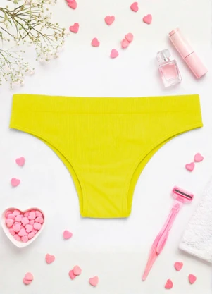 Dukali - Calcinha sem Costura Cintura Alta Tanga Amarelo - DUKALI