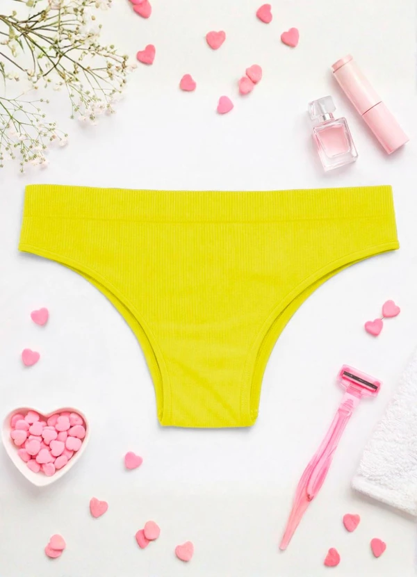 Dukali - Calcinha sem Costura Cintura Alta Tanga Amarelo