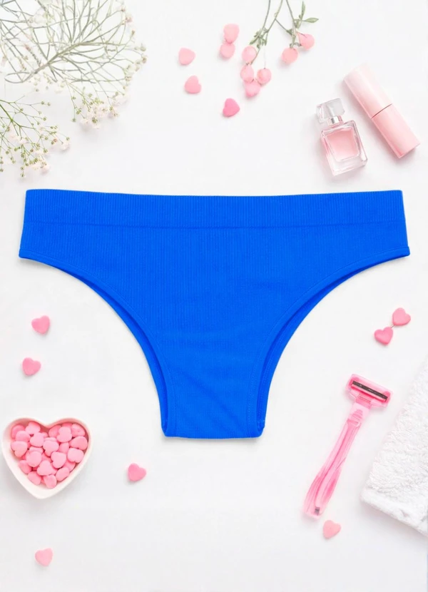 Dukali - Calcinha sem Costura Cintura Alta Tanga Azul