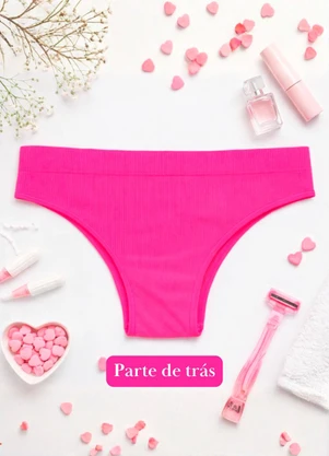 Dukali - Calcinha sem Costura Cintura Alta Tanga Rosa - DUKALI