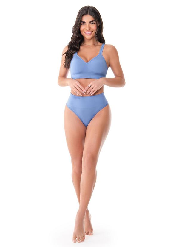Zee Rucci - Calcinha Tanga Cós Alto sem Costura Azul 3