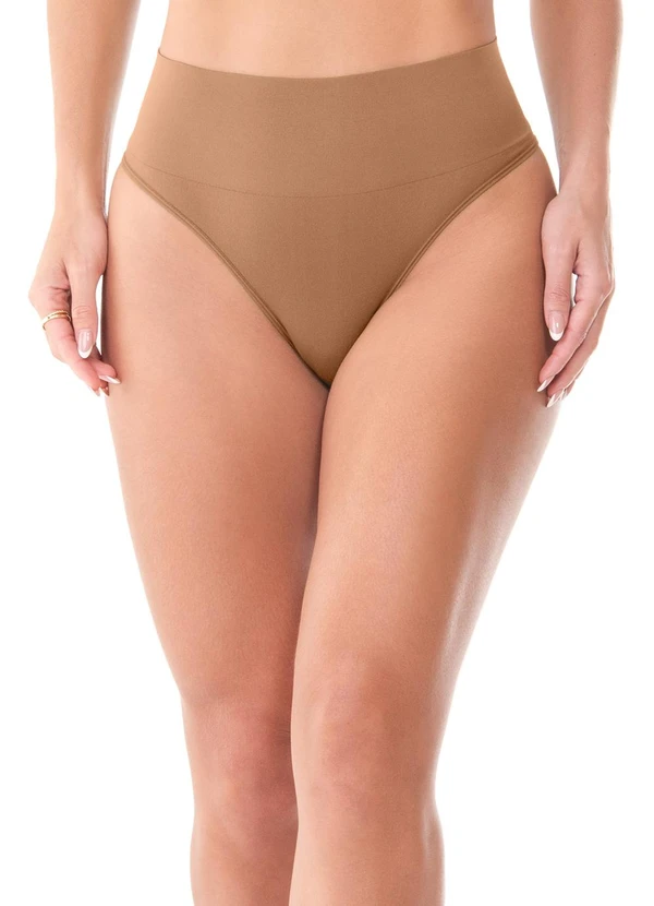 Zee Rucci - Calcinha Tanga Cós Alto sem Costura Bege 1