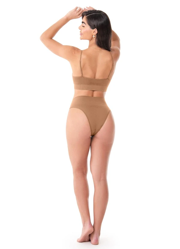Zee Rucci - Calcinha Tanga Cós Alto sem Costura Bege 4