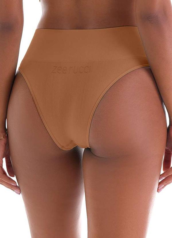 Zee Rucci - Calcinha Tanga Cós Alto sem Costura Marrom 2