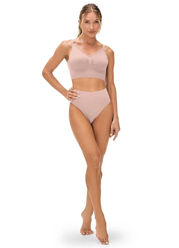 Zee Rucci - Calcinha Tanga Cós Alto sem Costura Rosa 3