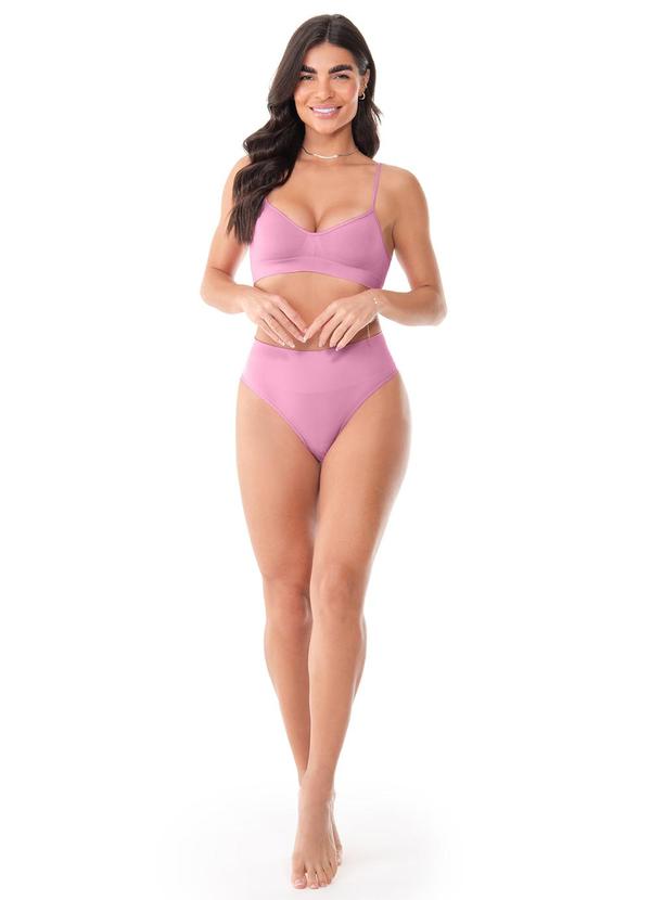 Zee Rucci - Calcinha Tanga Cós Alto sem Costura Rosa  3