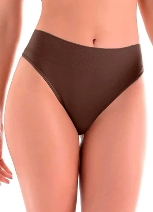 Rovitex - Calcinha Tanga Cós Largo sem Costura Marrom - ROVITEX
